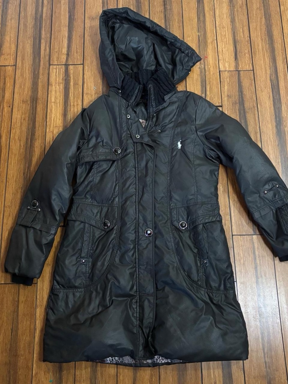 Black Polo Ralph Lauren puffer jacket with hood